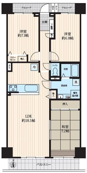 リノア湘南辻堂　藤沢市　辻堂　リノベーション　リフォーム済み　「猫可」　「猫　不動産」　「猫と幸せに暮らす　売買」　「猫　売買」　「猫可　売買」　「猫可　売買　マンション」　「猫と暮らす　売買」　「猫可物件」　三毛猫ホームズ 　間取り